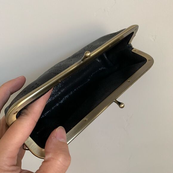 Genuine Leather Embossed Floral Lace, Real Bamboo Handle Bag & Small Clutch Set - Picture 12 of 16